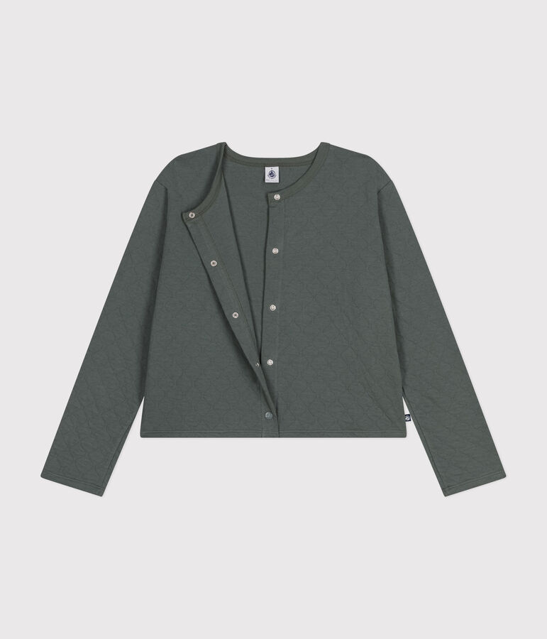 Cardigan con bottoni automatici in tubique Donna verde
