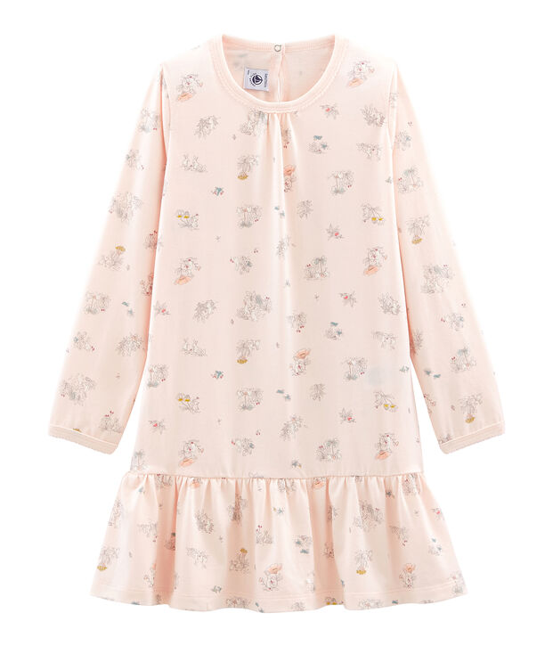 Camicia da notte bambina in cotone sottile rosa/multicolore