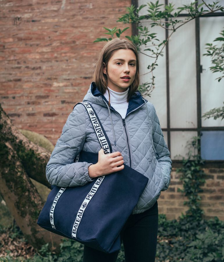 Borsa shopping con logo blu