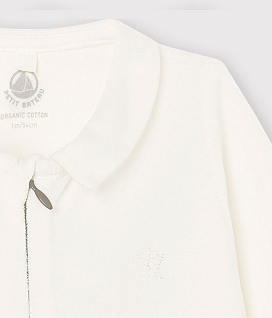 Tutina bebè in velluto di cotone biologico bianco MARSHMALLOW