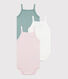 Set da 3 body con spalline in cotone tinta unita neonato