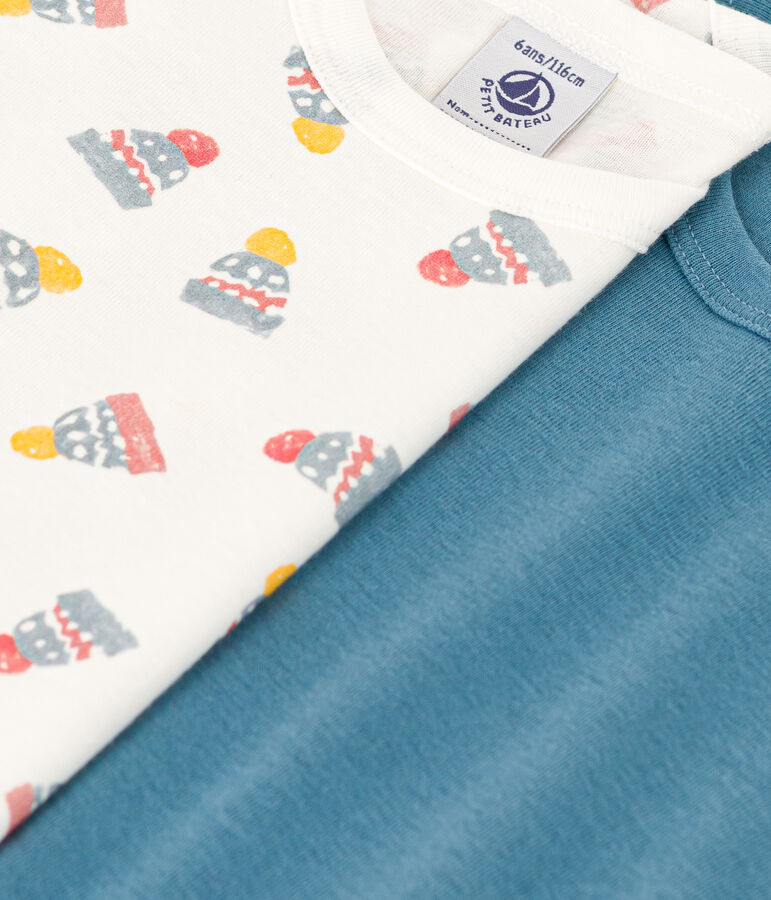 Confezione da 2 t-shirt in cotone a maniche lunghe bambino motivo berretto multicolore