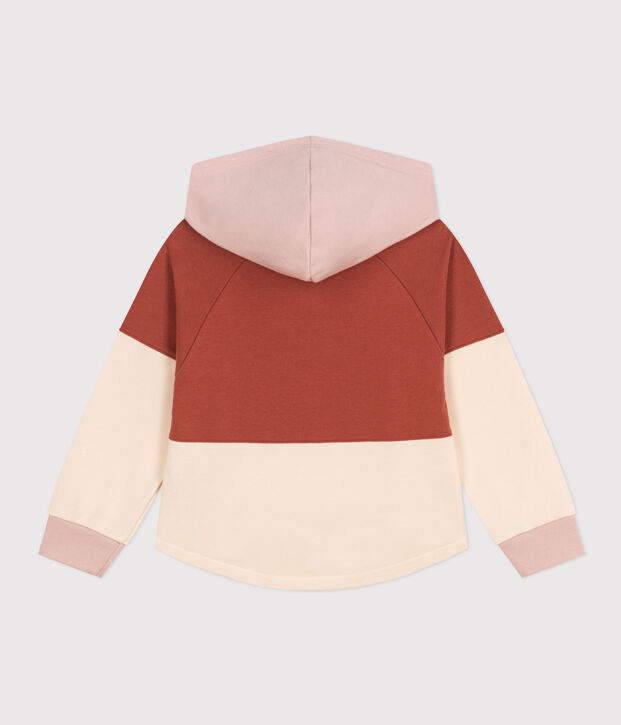 Felpa con cappuccio in molleton bambina marrone/multicolore