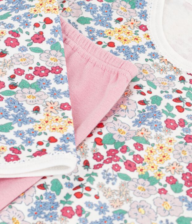 Camicia da notte e leggings bambina in tubique a fiori rosa/multicolore