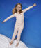 Leggings in lana e cotone millerighe da bambina rosa CHARME/bianco MARSHMALLOW