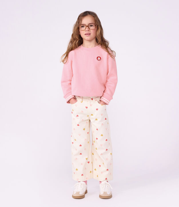 Felpa in cotone tinta unita bambina rosa