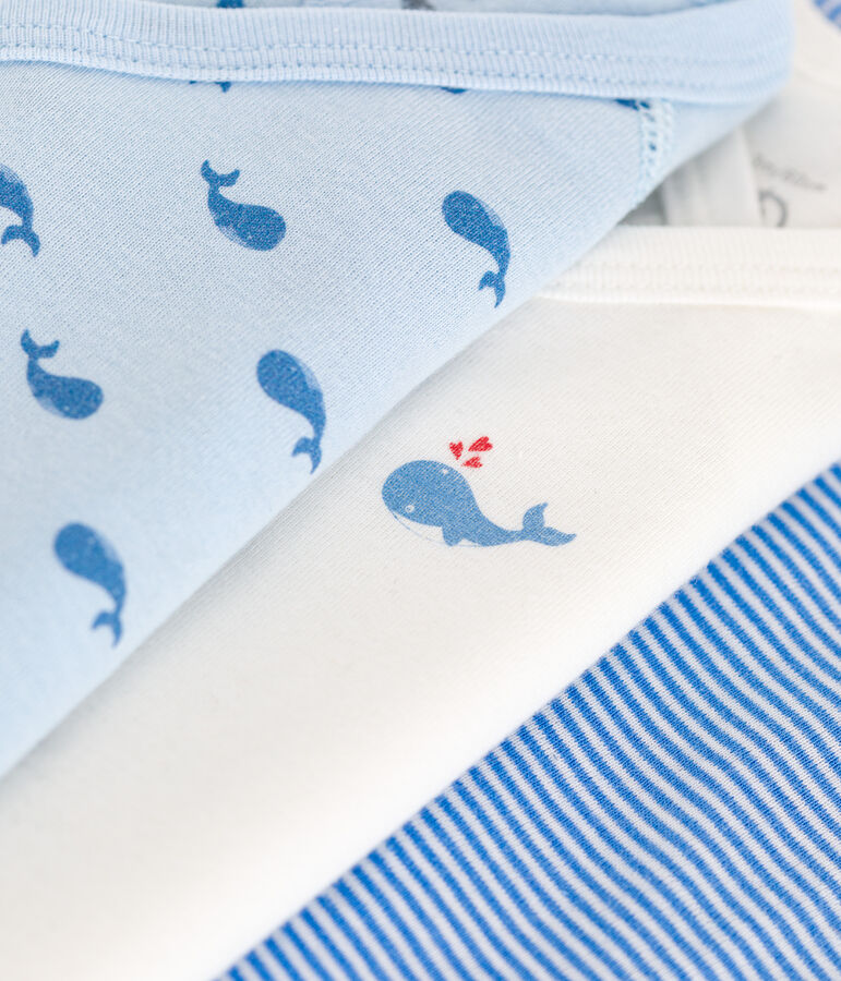 Set da 3 body incrociati a maniche corte in cotone con stampa neonato multicolore