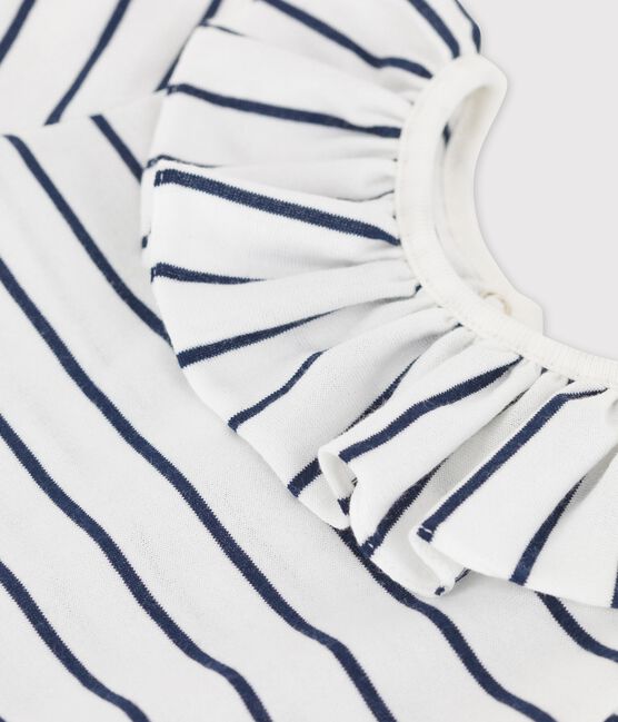 Blusa bebè a maniche corte in jersey a righe bianco MARSHMALLOW/blu SMOKING