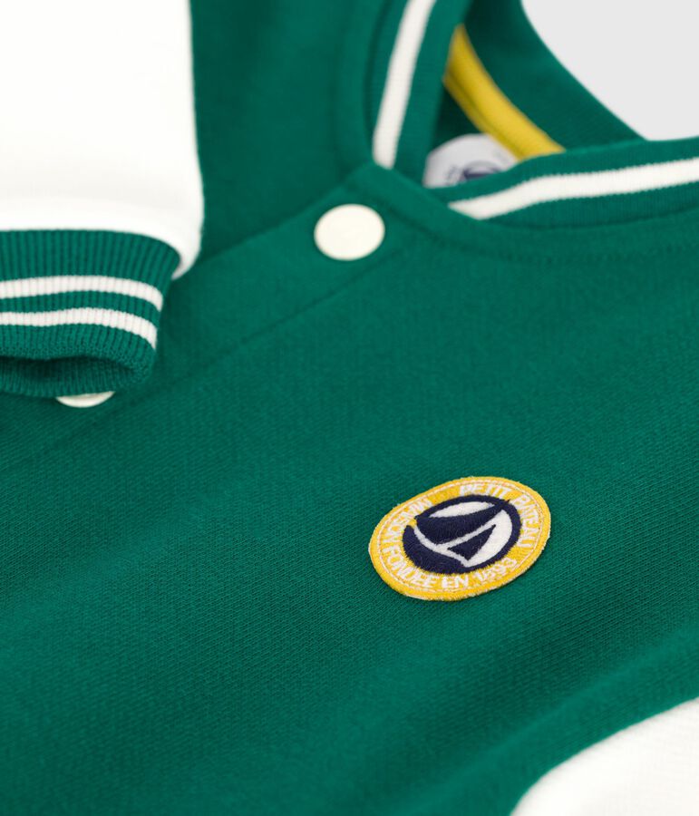 Teddy in cotone bicolore neonato verde/ecru