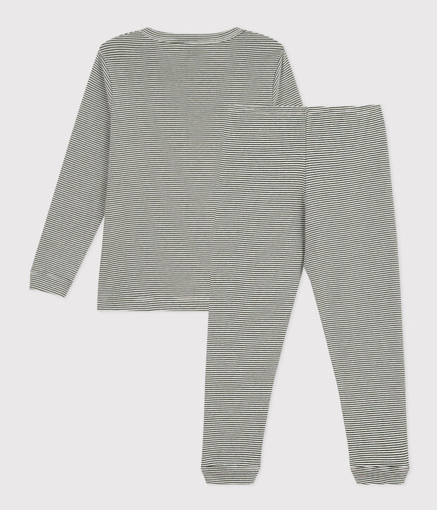 Pigiama a righe bambino unisex in cotone verde/bianco