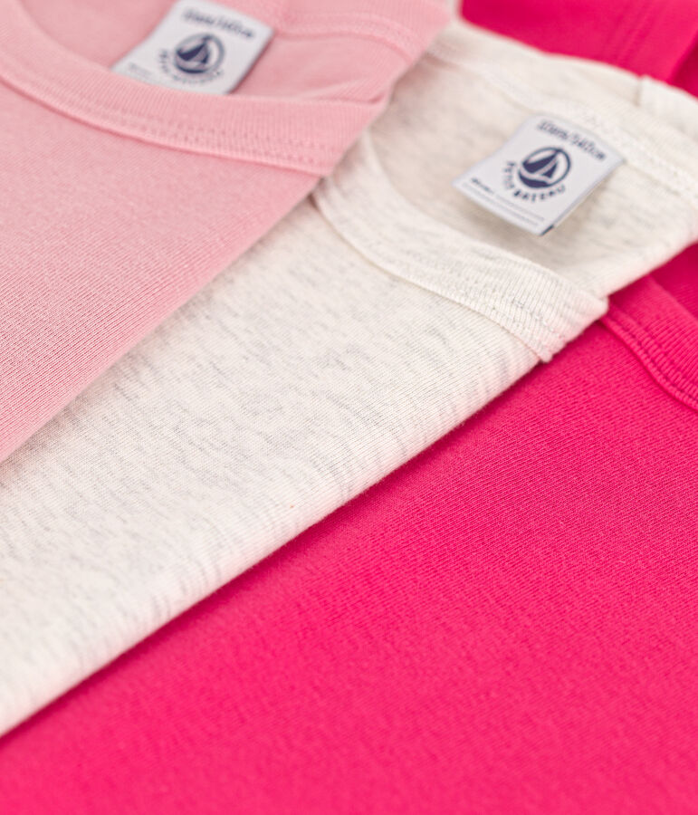 Confezione da 3 t-shirt a maniche corte bambina in cotone multicolore