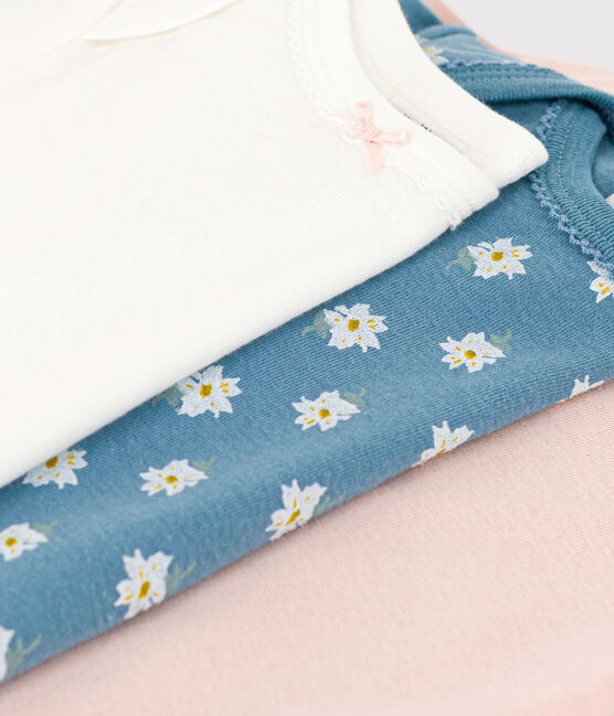 Confezione da 3 body bebè in cotone a fiori a maniche lunghe variante 1