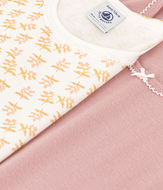 Confezione da 2 t-shirt bambina a maniche corte in cotone motivo fiore variante 1