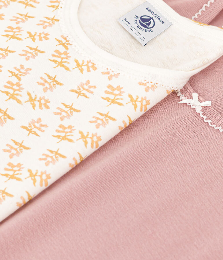 Confezione da 2 t-shirt bambina a maniche corte in cotone motivo fiore multicolore