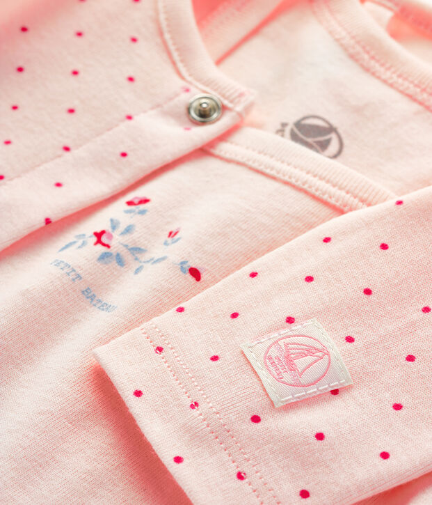 Completo 2 pezzi beb&egrave; a costine rosa/rosa