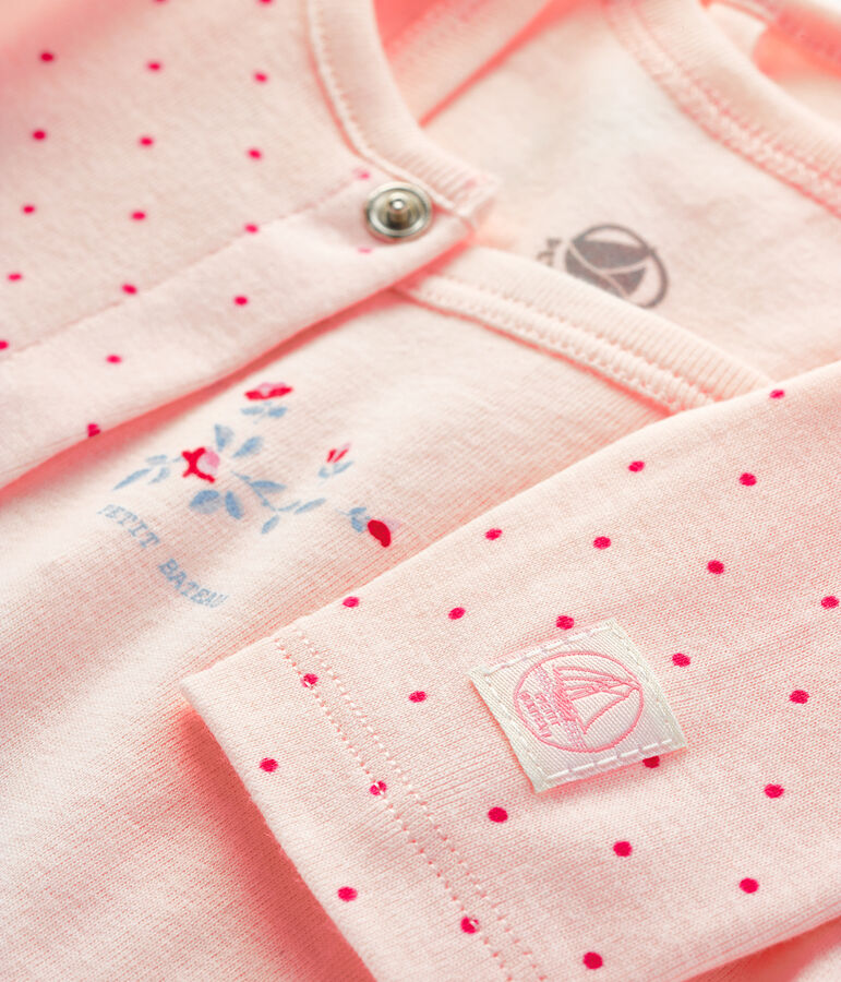 Completo 2 pezzi beb&egrave; a costine rosa FLEUR/rosa GEISHA