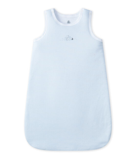Sacco nanna nascita per bebé maschio millerighe blu FRAICHEUR/bianco ECUME