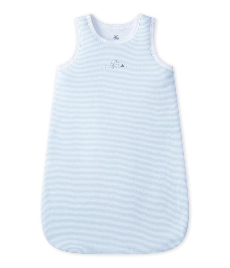 Sacco nanna nascita per beb&eacute; maschio millerighe blu FRAICHEUR/bianco ECUME