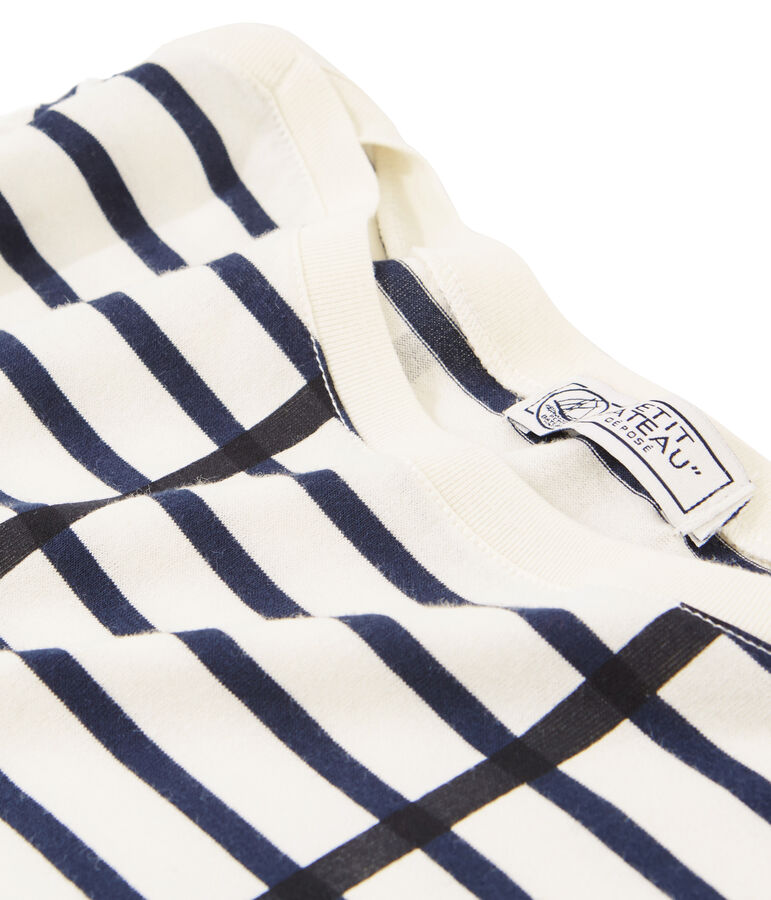 T-shirt marini&egrave;re donna beige COQUILLE/blu SMOKING