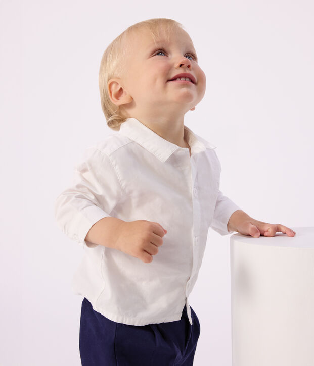 Camicia in cotone tinta unita neonato bianco