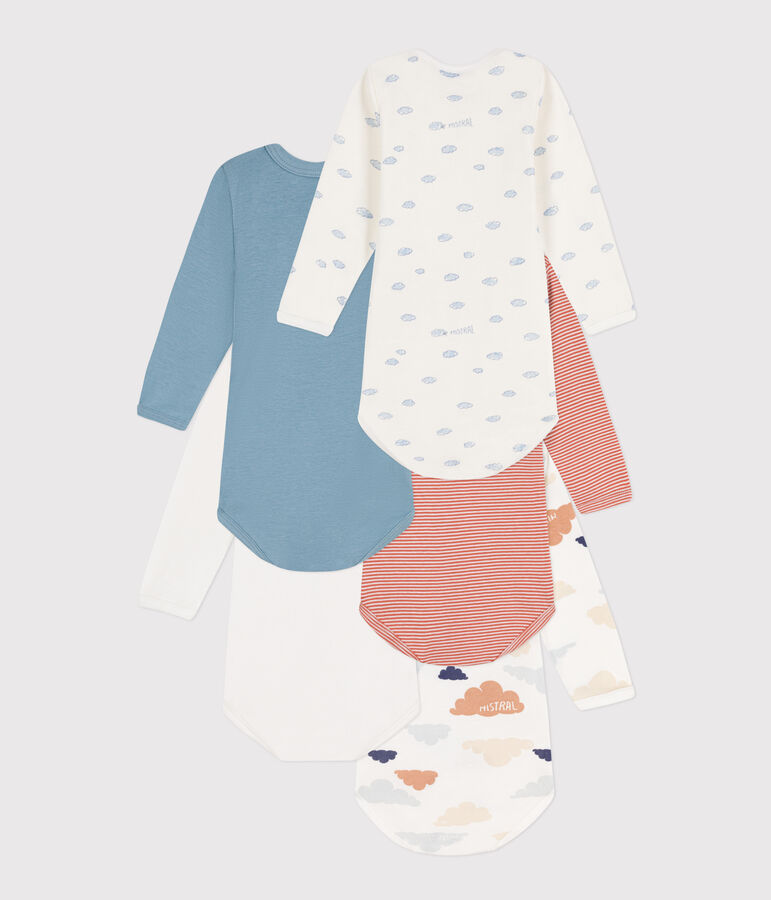 Confezione da 5 body a maniche lunghe nuvole in cotone multicolore