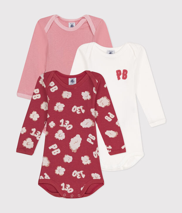 Confezione da 3 body beb&egrave; a maniche lunghe in cotone multicolore