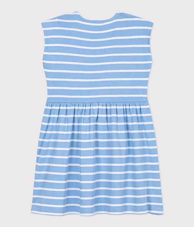 Abito senza maniche in cotone a righe bambina blu/bianco