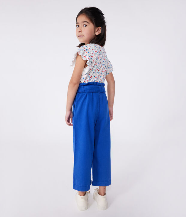 T-shirt a maniche corte in cotone a fiori bambina bianco/multicolore