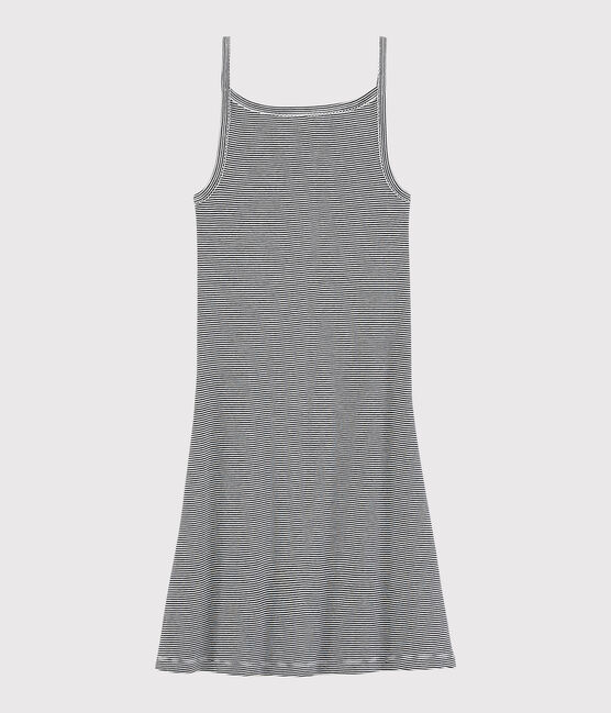Abito con spalline iconico in cotone Donna blu SMOKING/bianco MARSHMALLOW