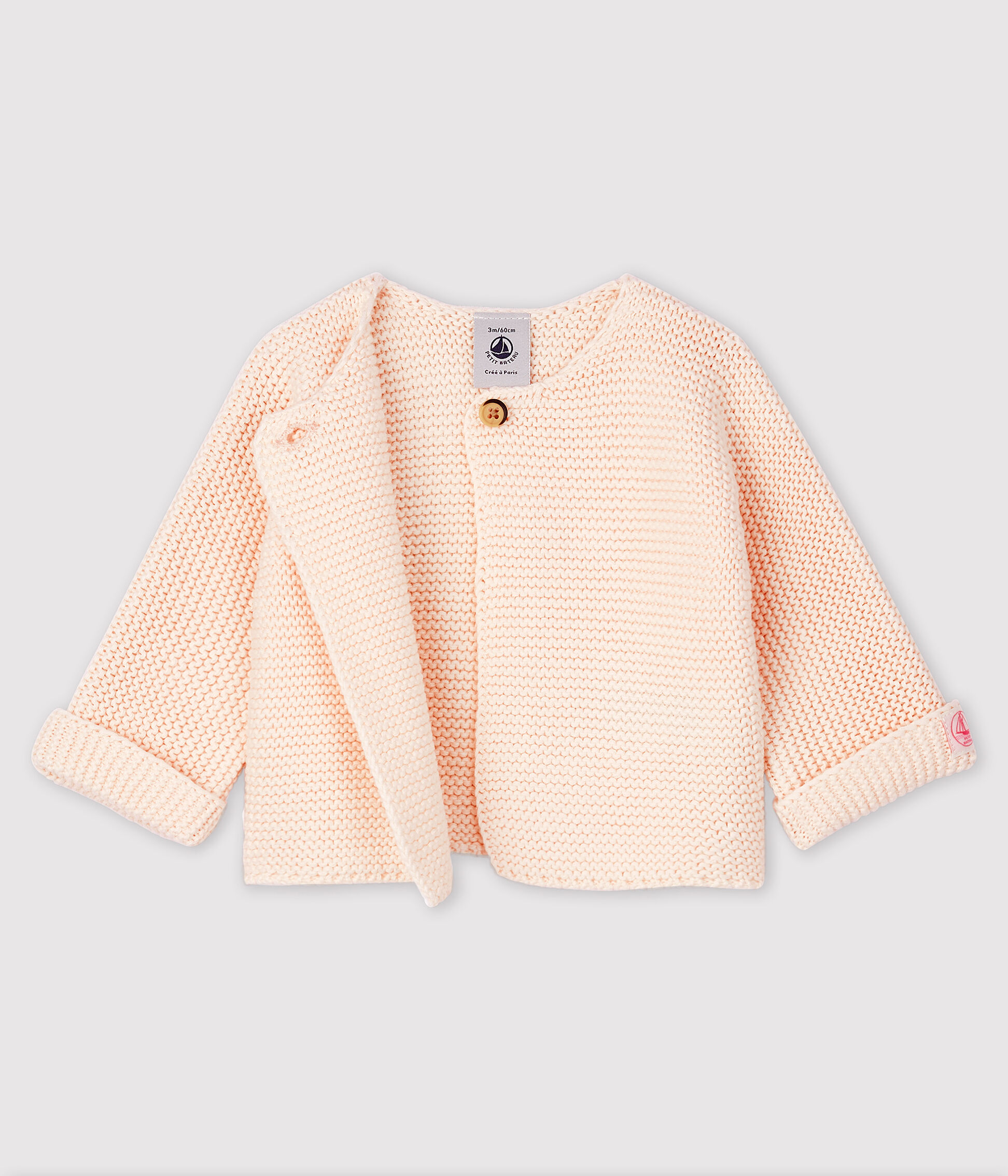 Cardigan beb&egrave; in tricot di cotone biologico rosa