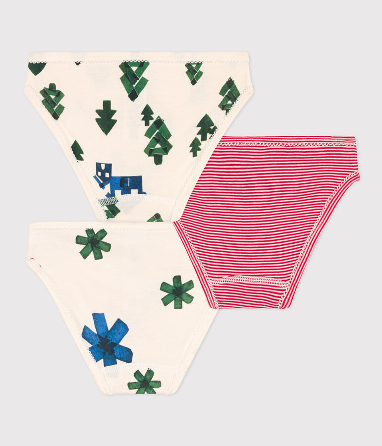 Confezione da 3 slip in cotone bambina motivo Natale multicolore