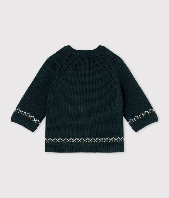 Cardigan tricot jacquard lana e cotone per bebé femmina verde SHERWOOD/bianco MULTICO
