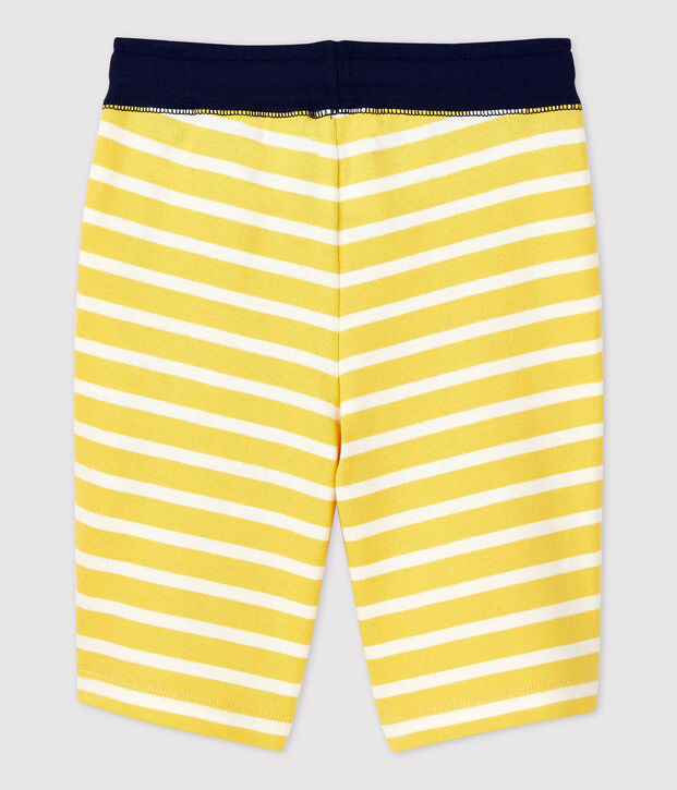 Bermuda in cotone bambino giallo/bianco