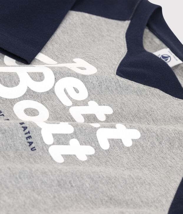 T-shirt maniche lunghe in jersey bambino grigio/blu