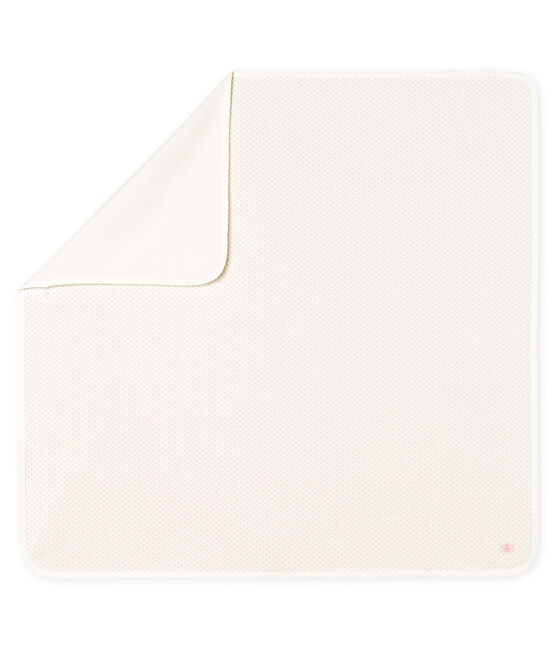 Copertina nascita bebè a costine bianco MARSHMALLOW/rosa CHARME