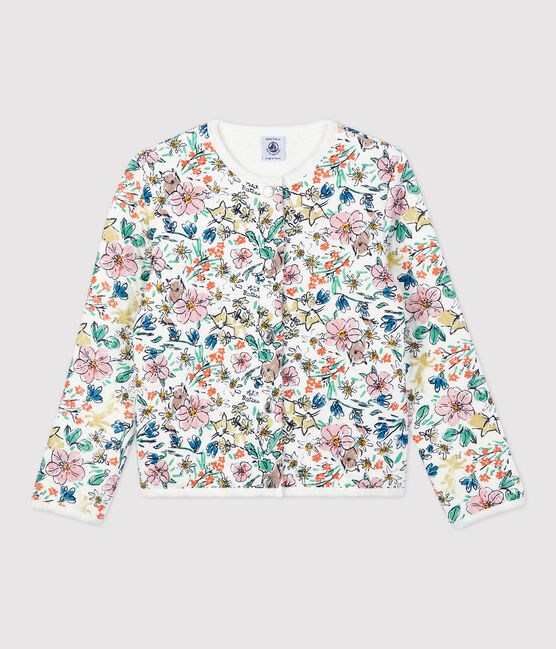 Cardigan bambina in tubique bianco MARSHMALLOW/bianco MULTICO