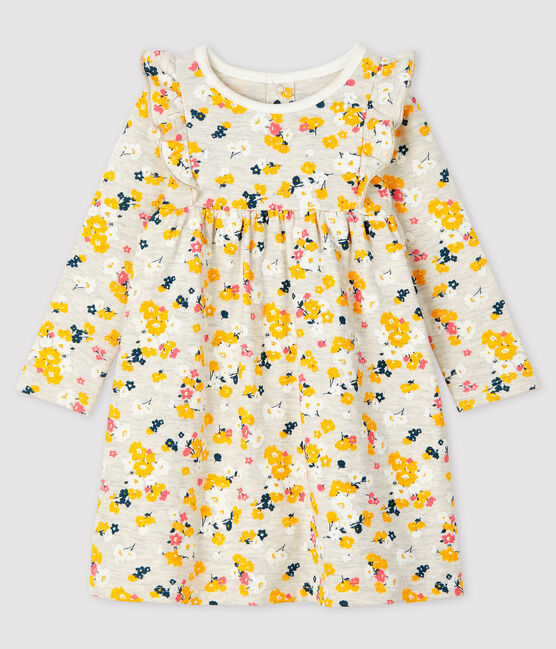 Abito a maniche lunghe da bebè femmina beige MONTELIMAR/bianco MULTICO