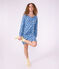 Camicia da notte in cotone con scollo alla coreana e stampa a cuori donna blu/bianco
