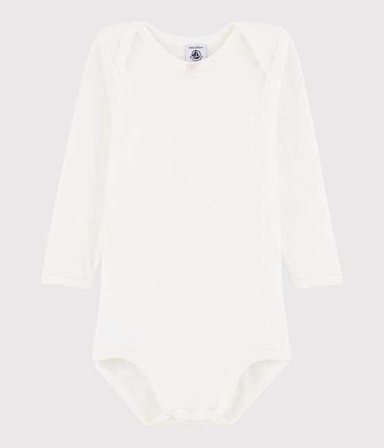 Body manica lunga bebè femmina bianco MARSHMALLOW/rosa MINOIS