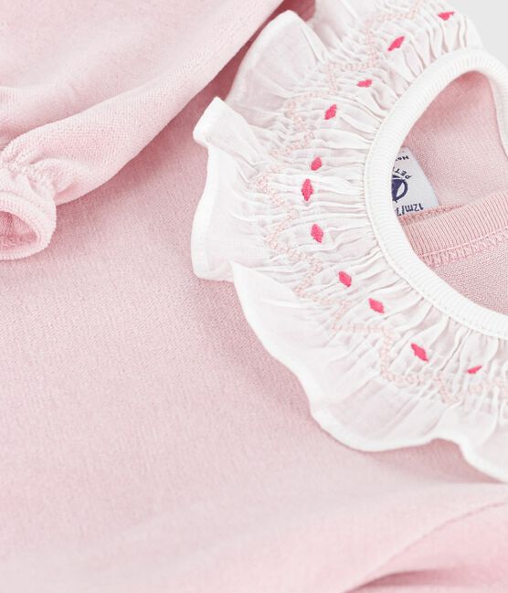 Pigiama in ciniglia tinta unita con apertura sulla schiena neonato rosa JOLI