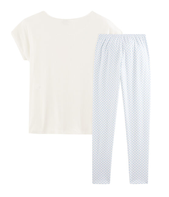 Pigiama ragazza a costine bianco MARSHMALLOW/blu JASMIN