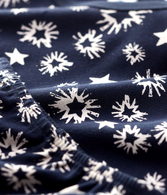 Pigiama bambino fantasia a stelle a costine blu SMOKING/bianco MARSHMALLOW
