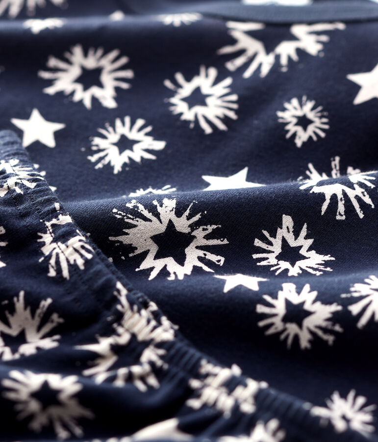 Pigiama bambino fantasia a stelle a costine blu/bianco