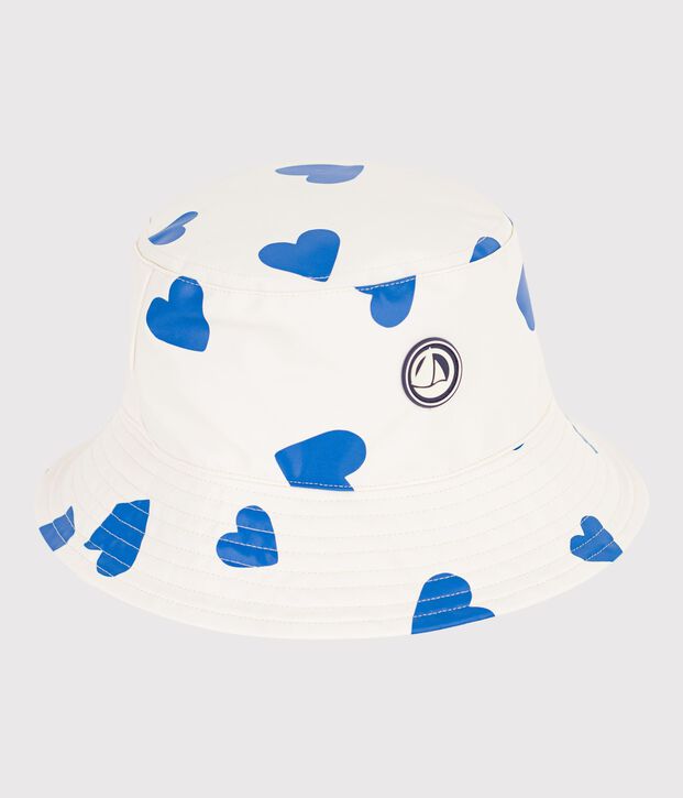 Cappellino alla pescatora con stampa a cuori bambino blu/blu
