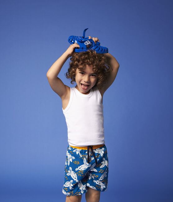 Shorts da mare riciclati bambino blu MYKONOS/ecru MULTICO