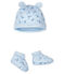 Confezione cuffietta e babbucce bebè in tubique blu FRAICHEUR/bianco MULTICO
