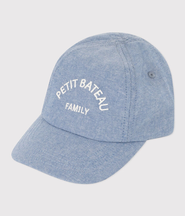 Cappellino Petit Bateau Family in denim per beb&egrave; blu
