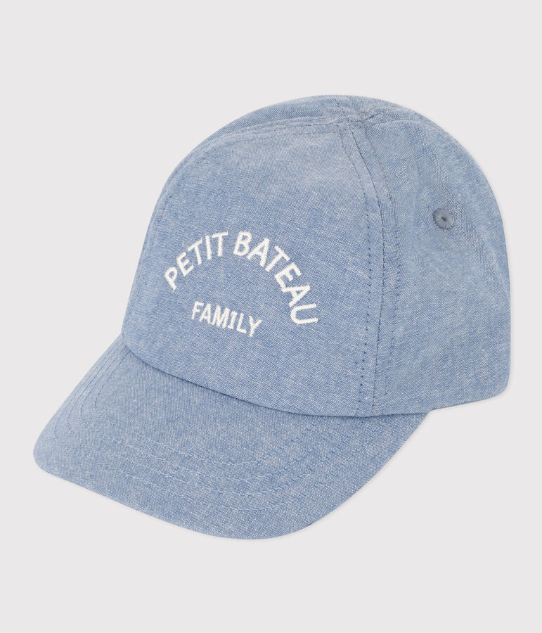 Cappellino Petit Bateau Family in denim per beb&egrave; blu