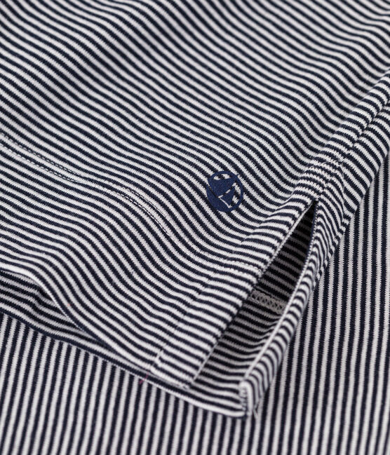 Camicia da notte in cotone a righe donna blu SMOKING/bianco MARSHMALLOW