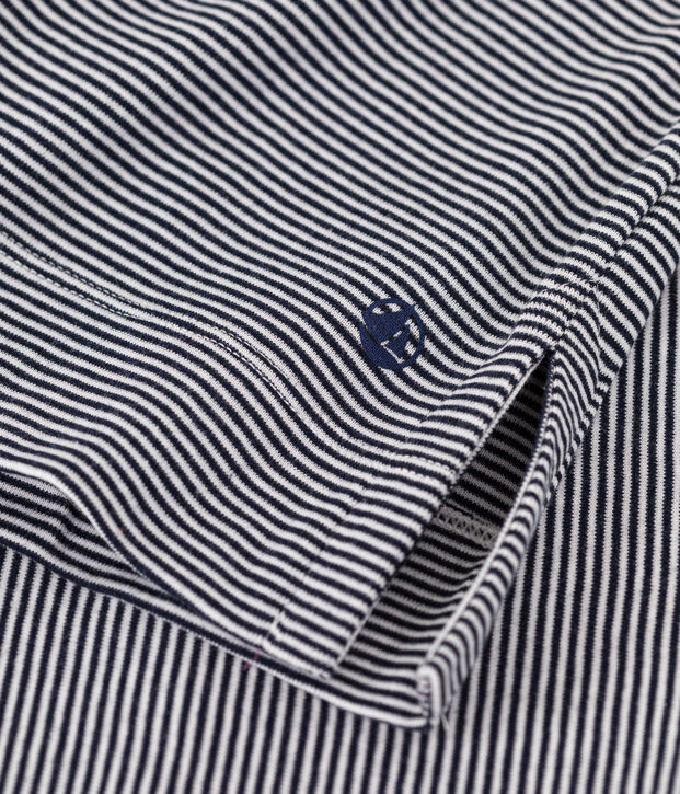 Camicia da notte in cotone a righe donna blu/bianco